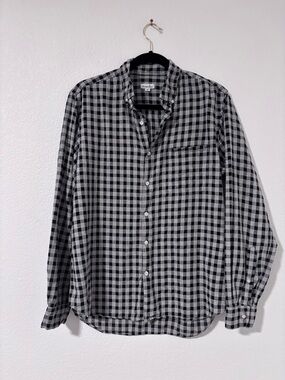 Steven Alan Black & Gray Gingham Button-Down Shirt Size M